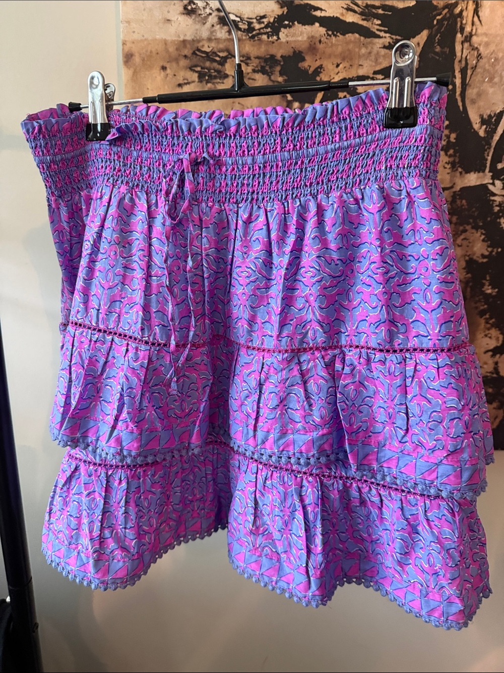 Vineyard Vines Pink and Lavender Tiered Mini Skirt